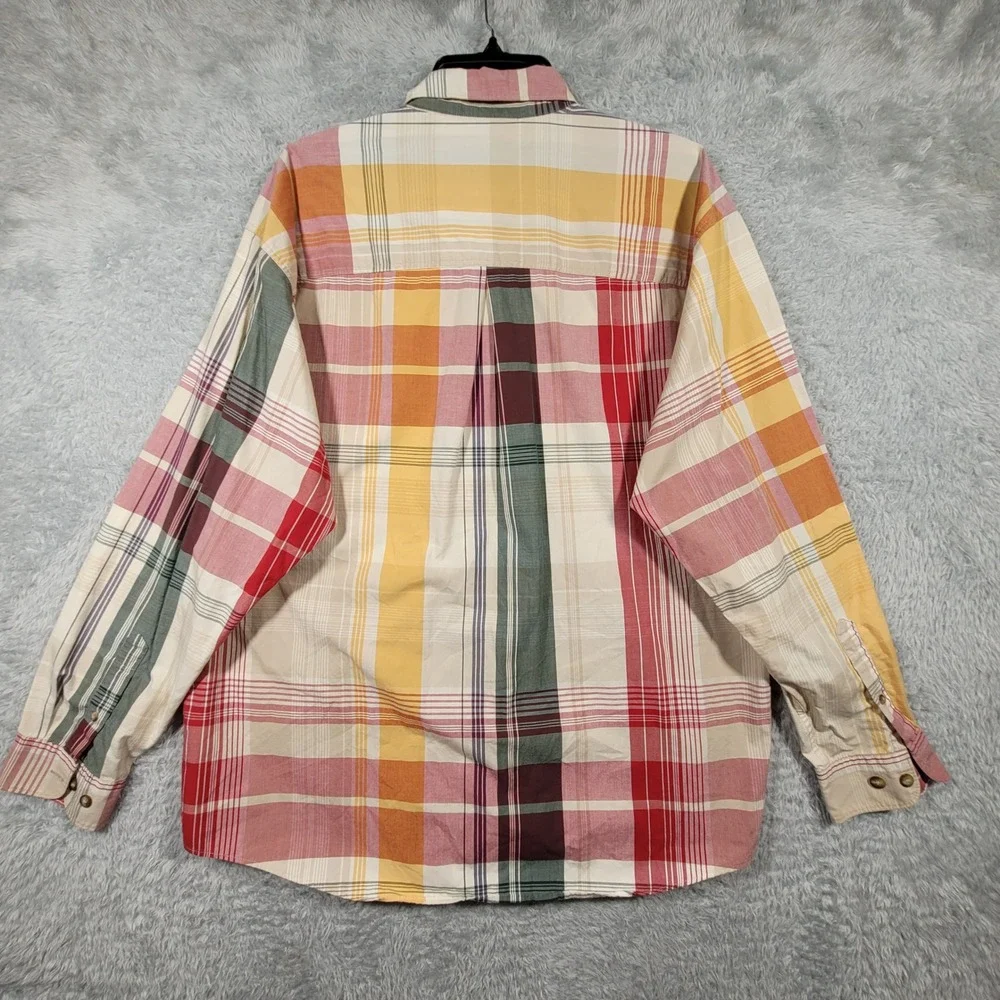 Eddie Bauer Plaid Button Down Shirt Mens L Multicolor‎ Cotton Long Sleeve Casual